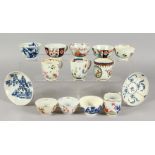 A MIXED GROUP OF 19TH CENTURY PORCELAIN TEA BOWLS, CUPS AND SAUCERS (AF).