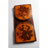 A TUNBRIDGE WARE FOLDING BOOK SLIDE, the sides inlaid with roses. 13ins long.