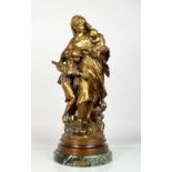 MATHURIN MOREAU (1822-1912) FRENCH "TEMPETE", a good bronze group of a woman with a child by her