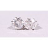 A PAIR OF WHITE GOLD DIAMOND STUD EARRINGS of 1.9cts approx.