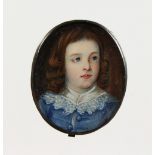 ENGLISH SCHOOL (18TH CENTURY) Portrait of a young boy, head and shoulders with long hair, lace