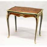 PAUL SORMANI, A FINE QUALITY 19TH CENTURY MAHOGANY, ROSEWOOD AND MARQUETRY SIDE TABLE, of serpentine