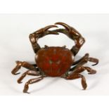 A JAPANESE BRONZE MODEL OF A CRAB. 4ins wide.