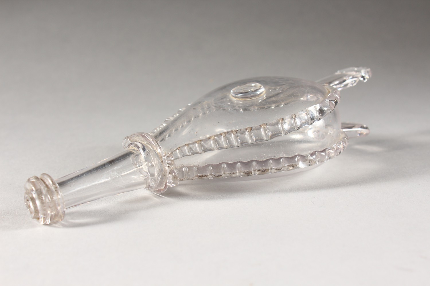 A PAIR OF MINIATURE GLASS BELLOWS, possibly Nailsea. 6ins long. - Image 2 of 5