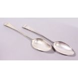 A PAIR OF SILVER TABLESPOONS. London 1782. Maker: Hester Bateman. 8.5ins long.