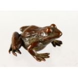 A JAPANESE BRONZE MODEL OF A FROG. 1.5ins long.