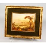 A 19TH CENTURY ENGLISH PORCELAIN PLAQUE, painted with a harbour scene.