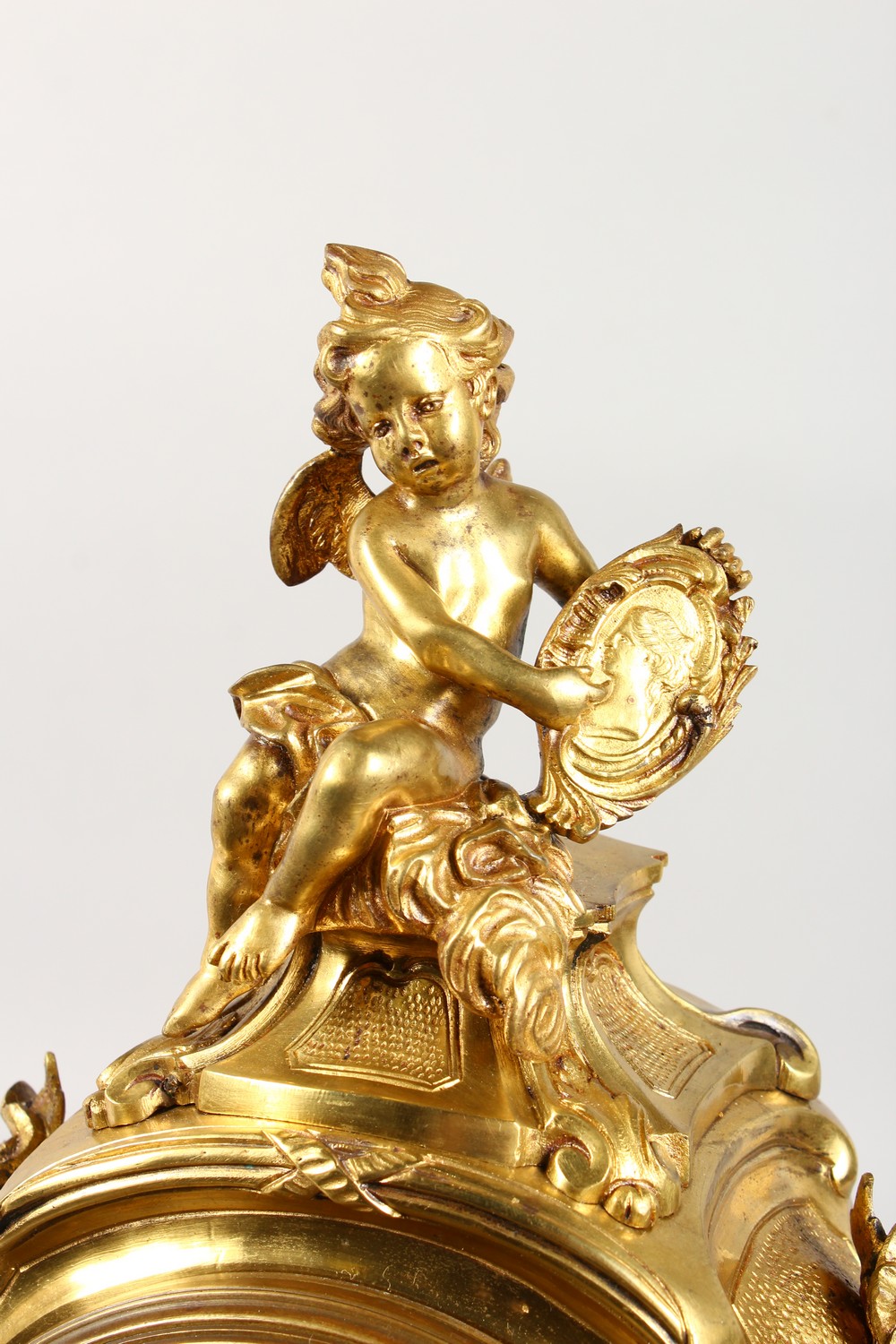A GOOD LOUIS XVI HEAVY ORMOLU CLOCK by LEROUX, LE MANS, the case with cupids, scrolls, acanthus - Image 2 of 9