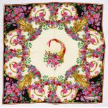 A CHRISTIAN DIOR FLORAL SILK SCARF.