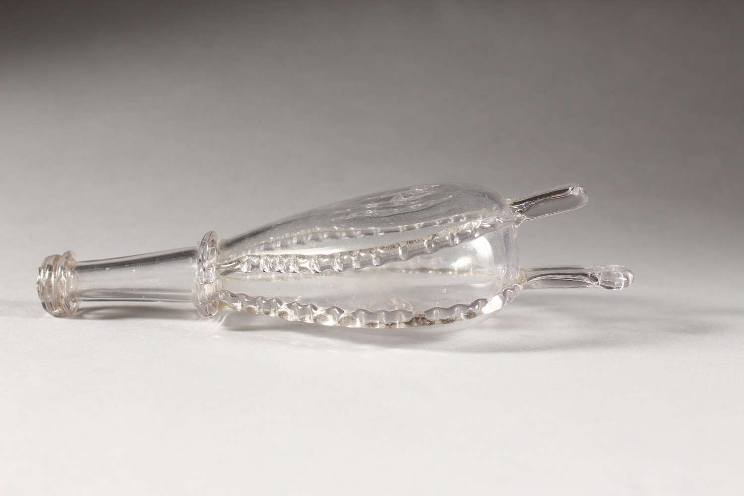 A PAIR OF MINIATURE GLASS BELLOWS, possibly Nailsea. 6ins long. - Image 4 of 5