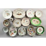 19TH CENTURY AND LATER DECORATIVE PORCELAIN, to include plates, dishes and bowls (AF).