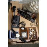 A gentleman's wig, cufflinks and other items.