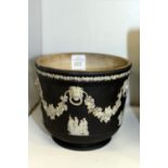 A small Wedgwood black Jasper ware jardiniere.