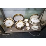 Blue and gilt decorated porcelain dinner ware, various part services.