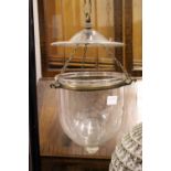 An etched glass hall lantern.
