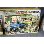 A large novelty metal sign "British Farmers".