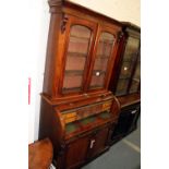 A Victorian mahogany cylinder bureau / cupboard bookcase.