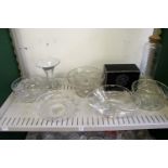 Cut glass and other bowls and dishes etc.