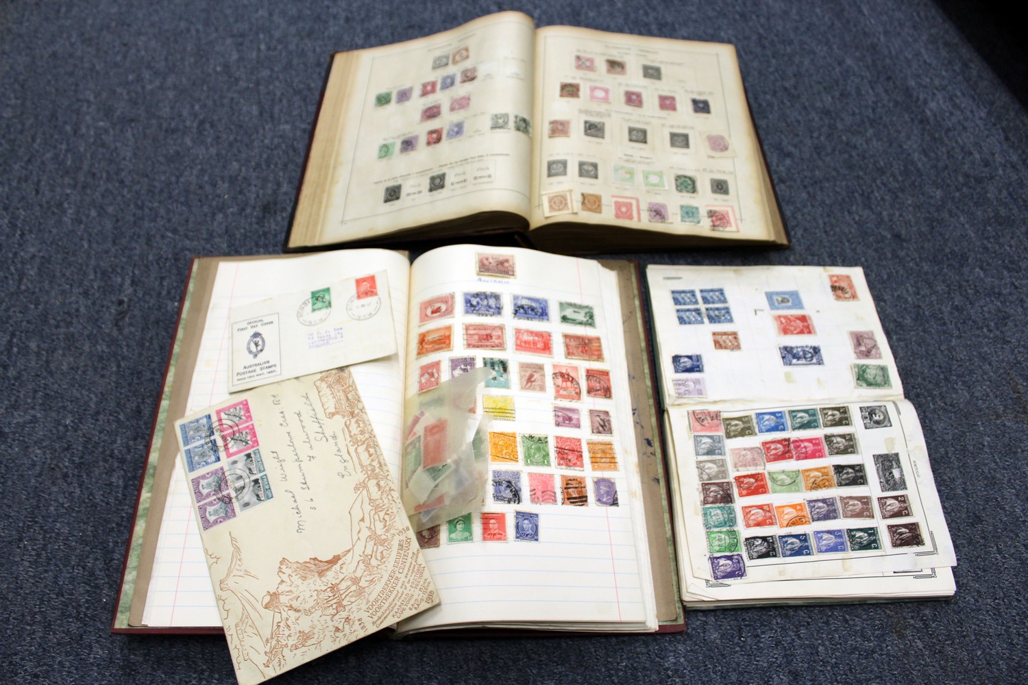 Stamp albums and contents.