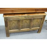 An 18th century oak triple panel coffer.