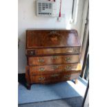 A good 18th century Dutch marquetry bureau with fall flap, fitted interior, with well above two