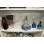 Decorative glassware to include an Orrefors decanter and stopper and similar items.