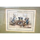 A late 19th century part hand coloured caricature "draughts".