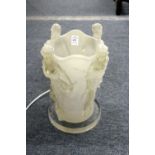 Decorative lamp base, moulded perspex in the Lalique style.