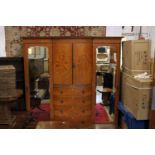 A good large Edwardian satinwood and inlaid wardrobe.