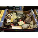 A box of miscellaneous collectables.