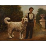 Jules Breton (1827-1906) French. Portrait of a Boy with his Dog, Oil on Canvas, with Inventory Label