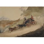 Royal Mail Coach and Changing Horses, a Pair of Prints by Arthur Ackermann, 13.5" x 19" (2).