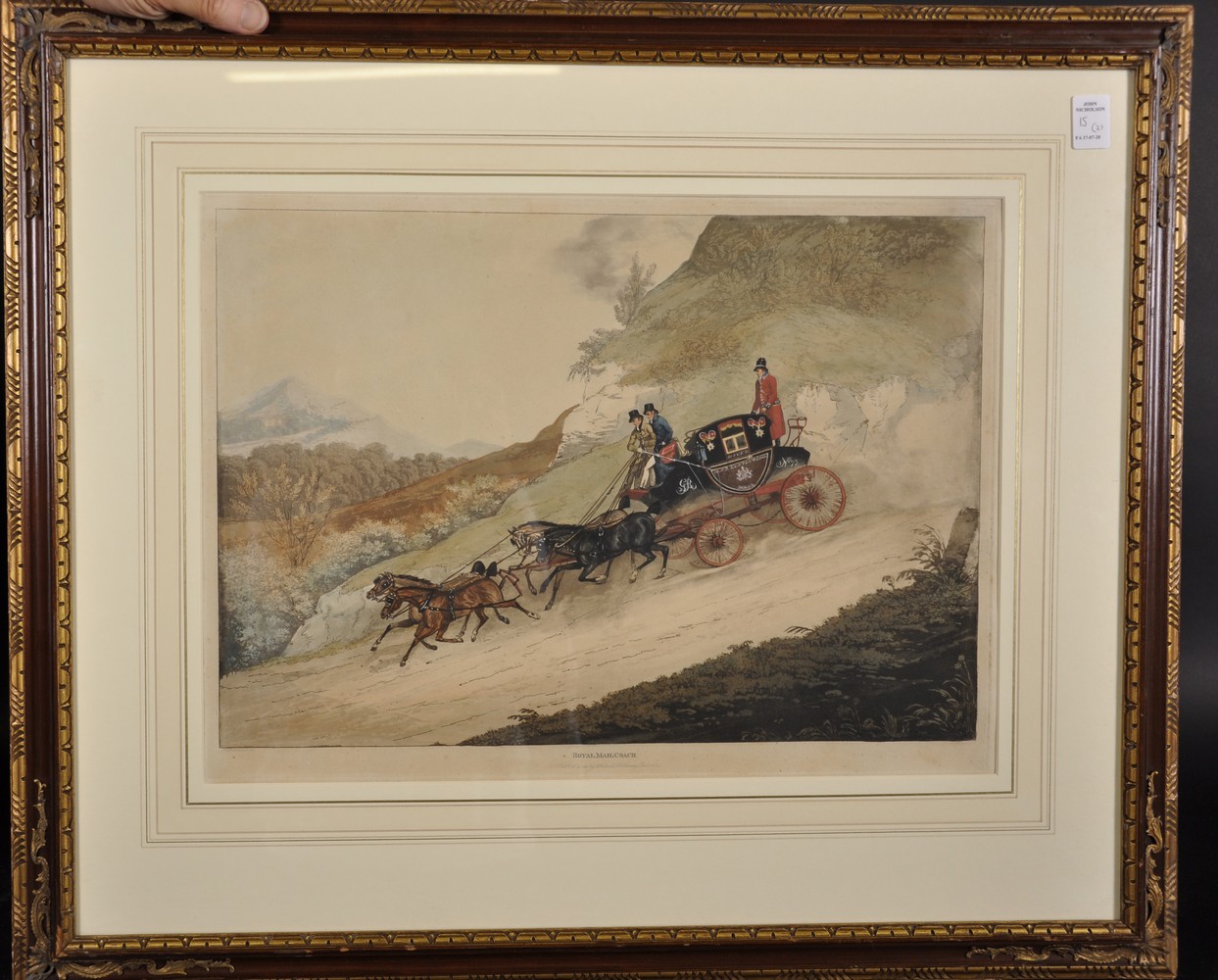 Royal Mail Coach and Changing Horses, a Pair of Prints by Arthur Ackermann, 13.5" x 19" (2). - Image 2 of 4