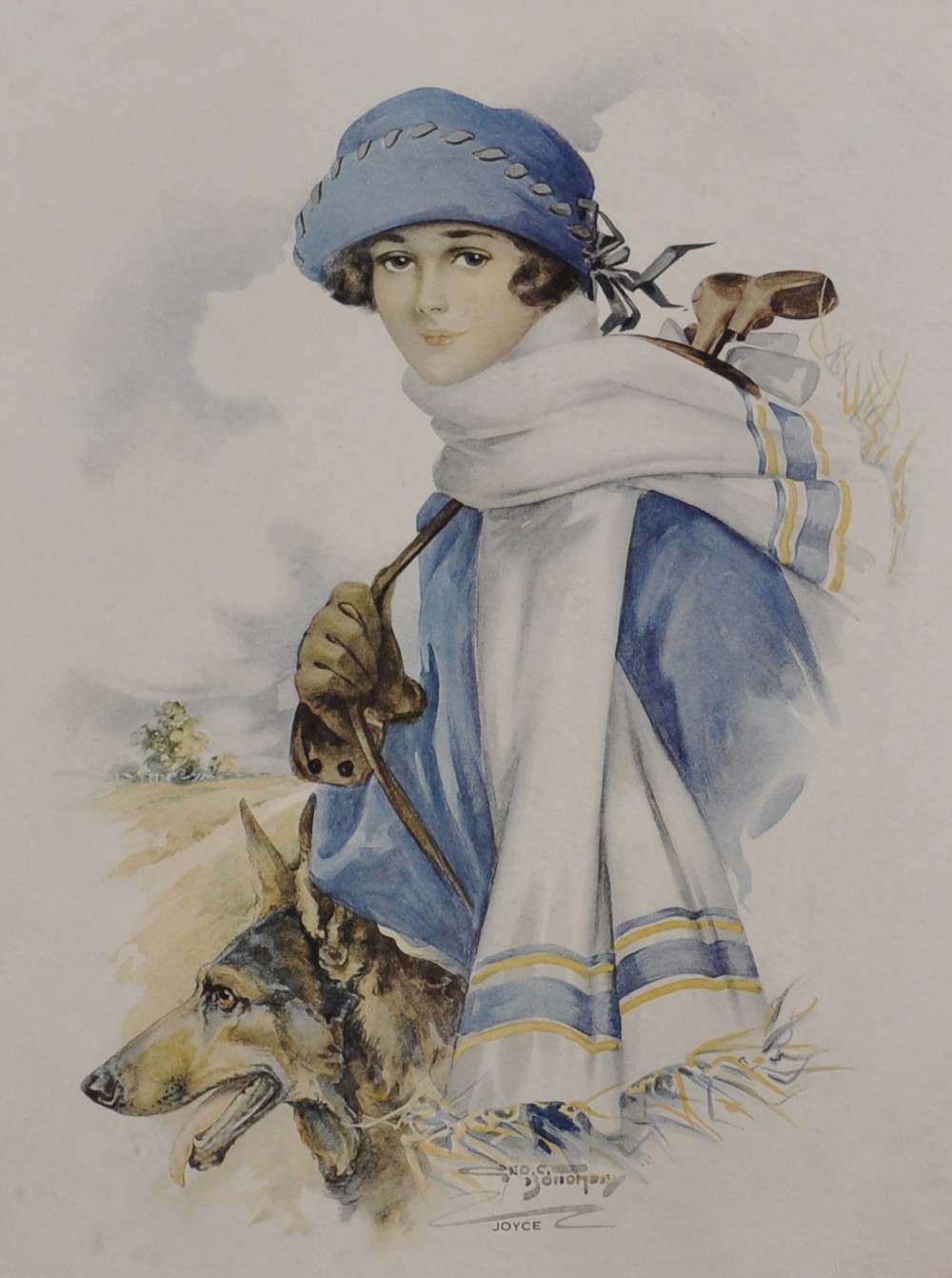 After George Bonomory, 'Joyce' a Colour Print of a Lady Golfer, 11" x 8.5".