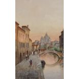 Sydney A. Mulholland (1839-1910) British. 'Evening Venice', Watercolour, Signed, 23" x 14".