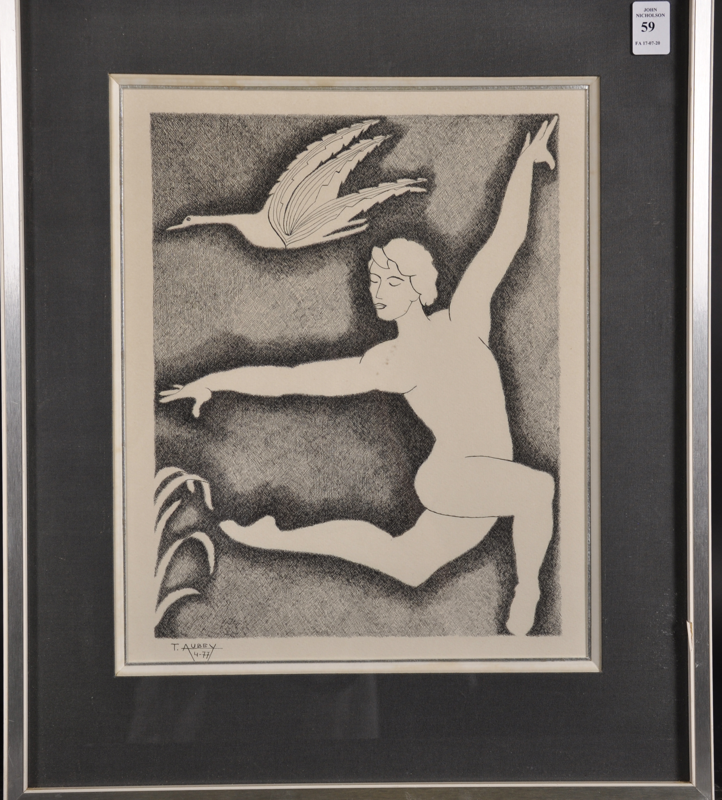 After T. Aubey, A Print of a Nude, 13" x 9.5". - Image 2 of 3