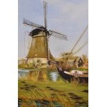 F. Manceaux, 20th Century. A River Landscape with Windmill, Watercolour, Signed and Dated '96, 21.5"