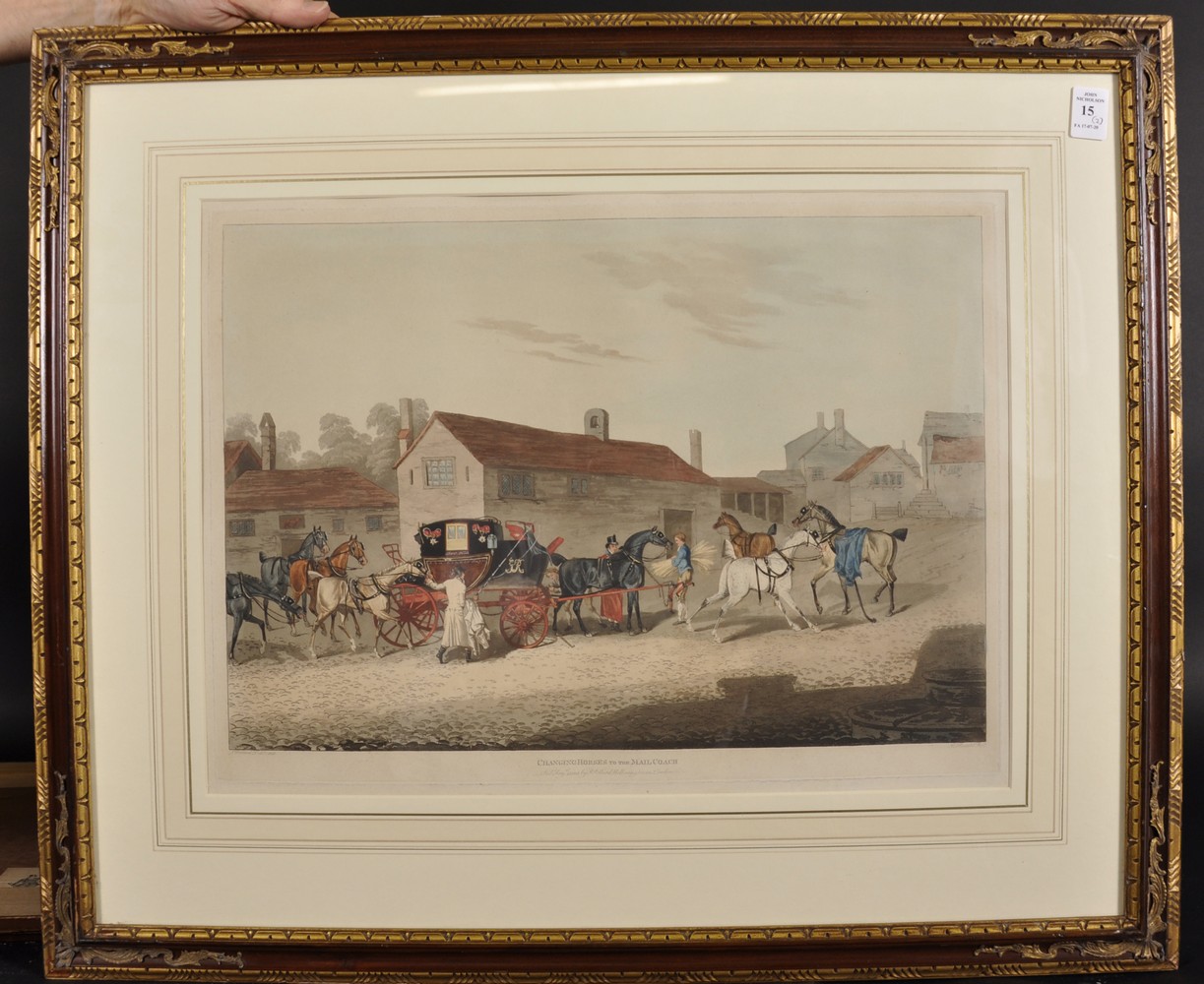 Royal Mail Coach and Changing Horses, a Pair of Prints by Arthur Ackermann, 13.5" x 19" (2). - Image 4 of 4