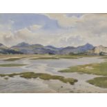 John Hobson Nicholson (1911-1988) British. 'Snowdonia from Port Madoc', Watercolour, Signed, 11" x