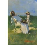 Tom W. Quinn (1918-2015). Sunny Afternoon, Oil on Board, Signed, 16" x 11".