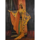 Early 20th Century Continental School. An Art Deco Portrait of a Lady in an Elaborate Costume, Oil
