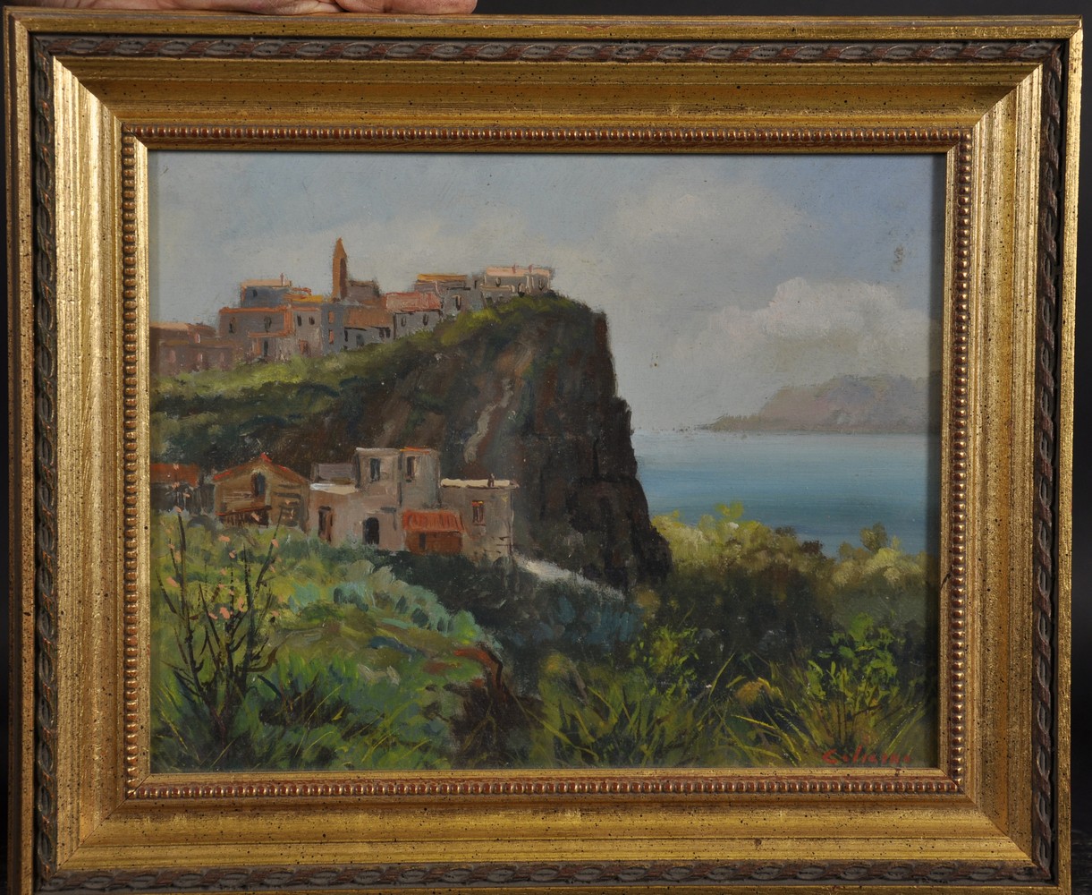 20th Century Continental School. A Clifftop Scene, Oil on Panel, Signed Indistinctly, 9.5" x 12". - Image 2 of 3