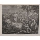 19th Century French. Jesus Feeding the Five Thousand, Engraving, 22" x 27.5", and a companion