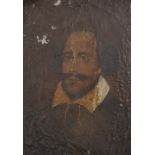 After the Chandos Portrait. Study of William Shakespeare, Oil on Canvas, Unframed, (A/F), 16" x 11.