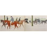 Georges Goursat 'Sem'. A Pair of Double Page Lithographs of Horses and Carriages, 14" x 40" (2).