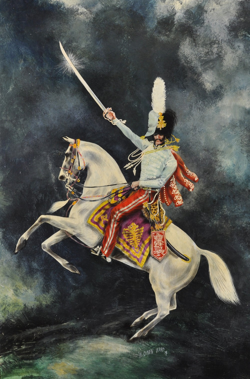 W. Owen Ward. A Mounted Cavalryman, Acrylic, Signed and Dated '78, 36"x 24", and two similar