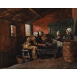 Charles Mezzara (19th/20th Century) French. In the Smokehouse, Oil on Panel, Signed, 10" x 12".