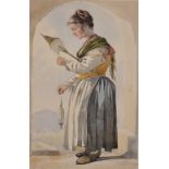 19th Century European School. A Study of a Woman Winding Wool, Watercolour, 8.5" x 5.5", and another