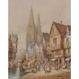 Harry Thos Schafer (1854-1915) British. 'Chartres, France', Watercolour, Signed, 9.5" x 7.5".