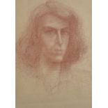 English School, A Pre-Raphaelite Style Cont drawing, Indistinctly Signed and Dated, 19.5" x 14".